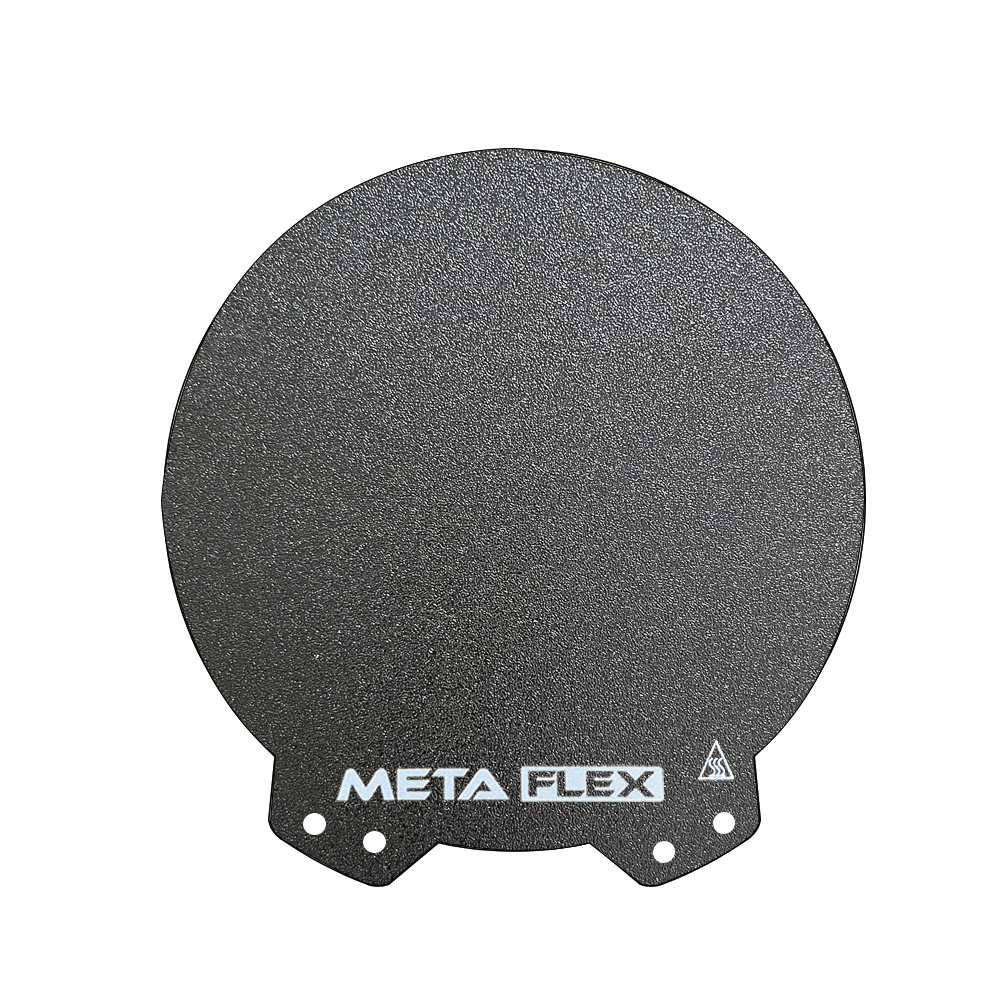 Round PEI Double Sided Textured Build Sheet, Black w/ Magnetic Base.