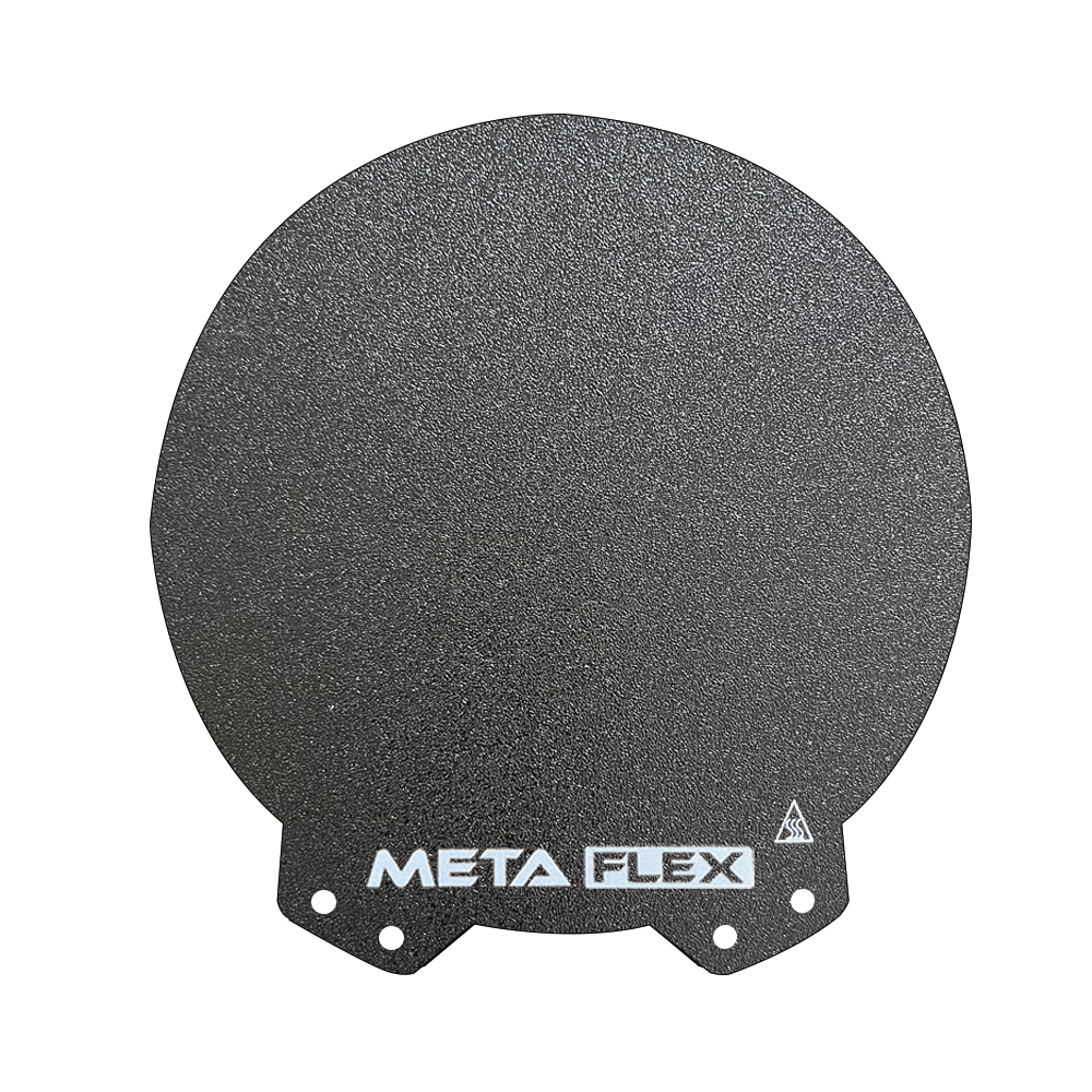 Round PEI Double Sided Textured Build Sheet, Black w/ Magnetic Base.