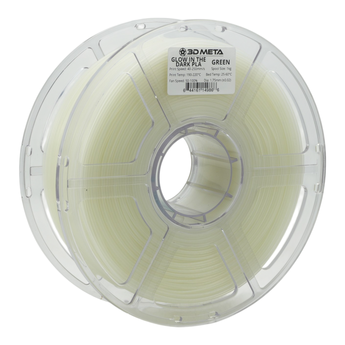 Glow in the Dark PLA 3D Printing Filament - Green - Clear in Light