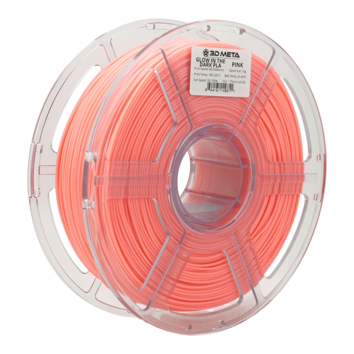 Glow in the Dark PLA 3D Printing Filament - Pink - Colour in Light