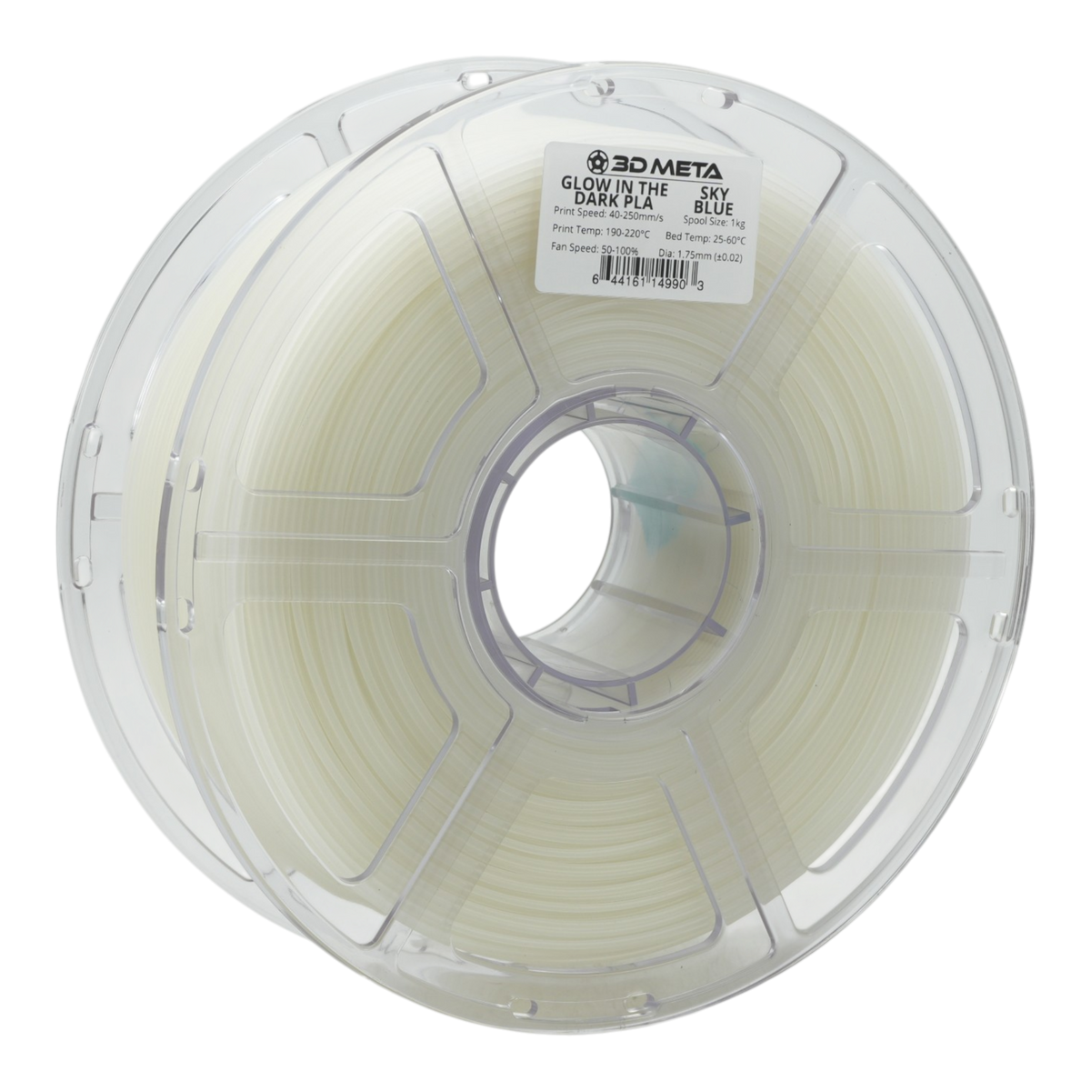 Glow in the Dark PLA 3D Printing Filament - Sky Blue - Clear in Light
