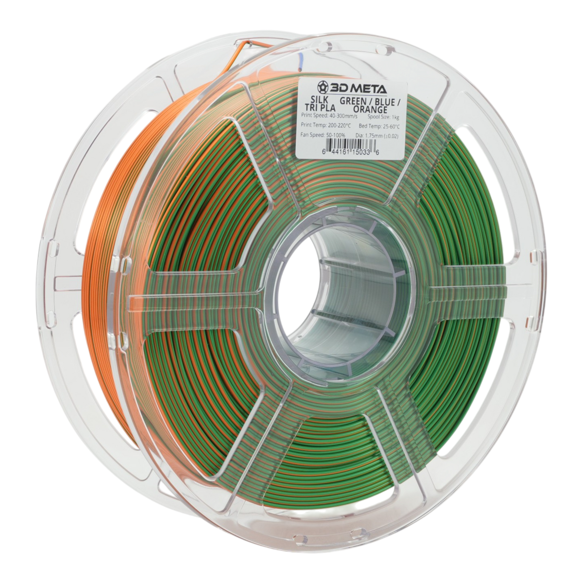 Tri Silk PLA 3D Printing Filament - Orange - Green - Blue