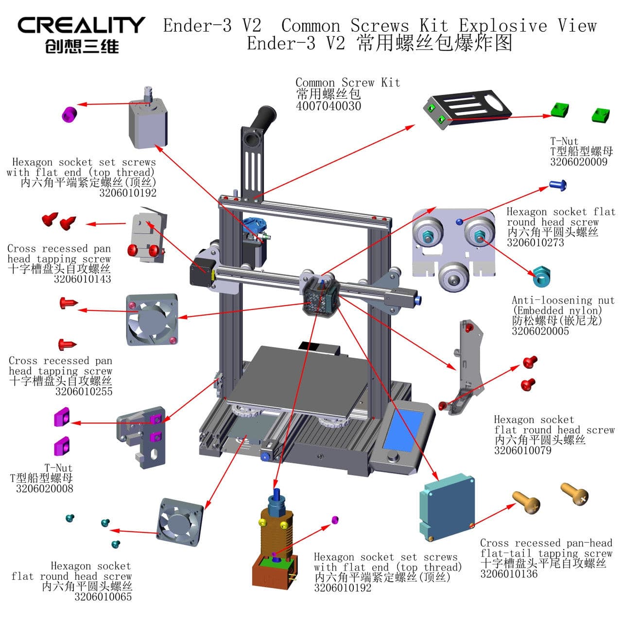 Common Screw Kit For Ender 3 V2.