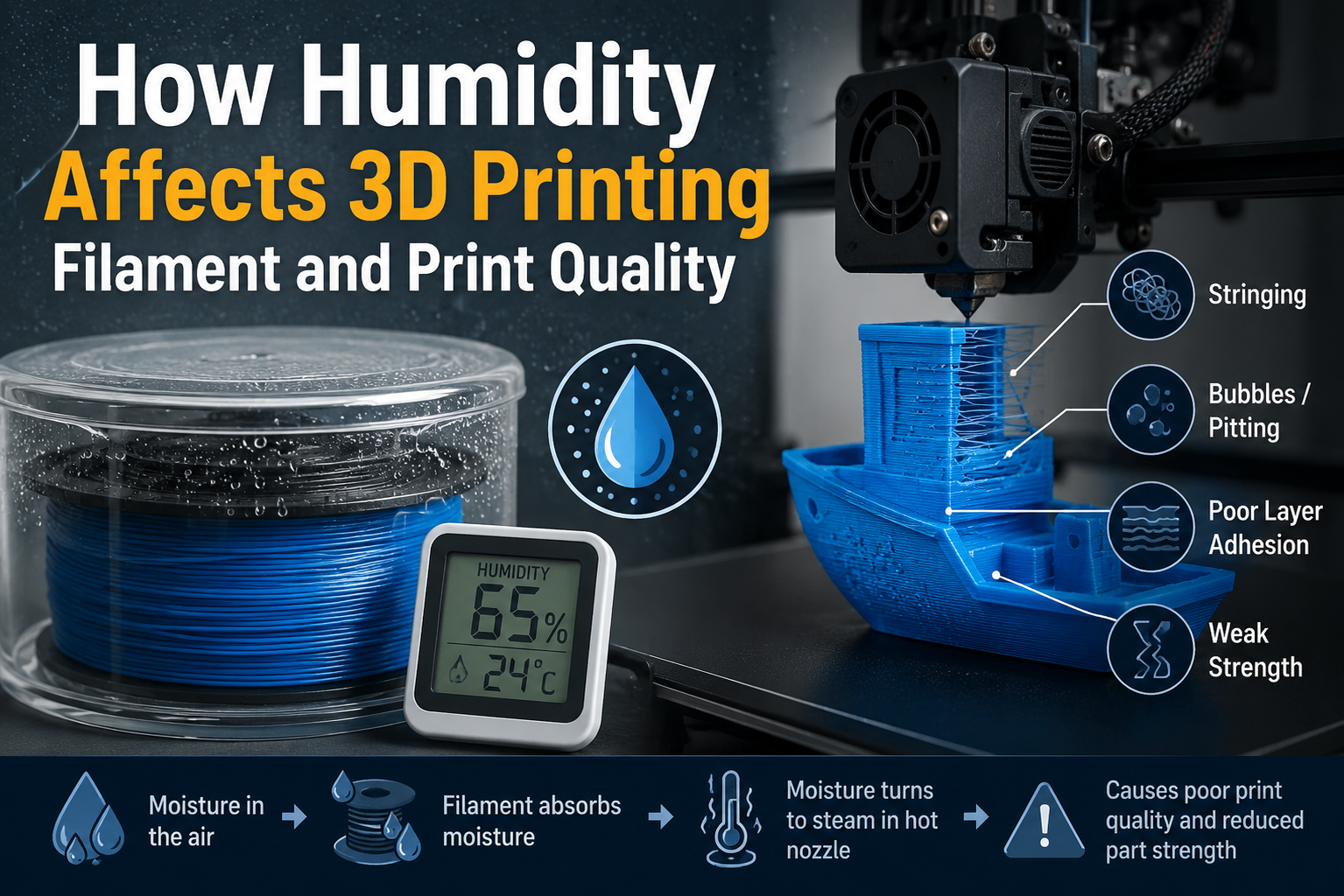 How Humidity Affects 3D Printing Filament and Print Quality