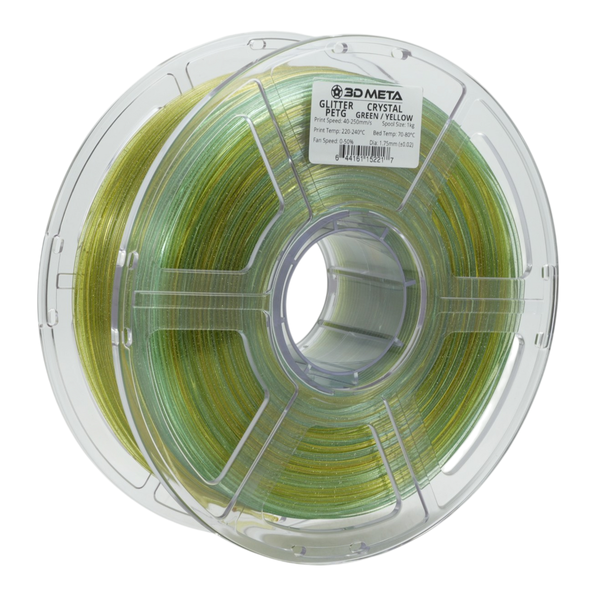 Glitter PETG 3D Printing Filament - Crystal Green / Yellow