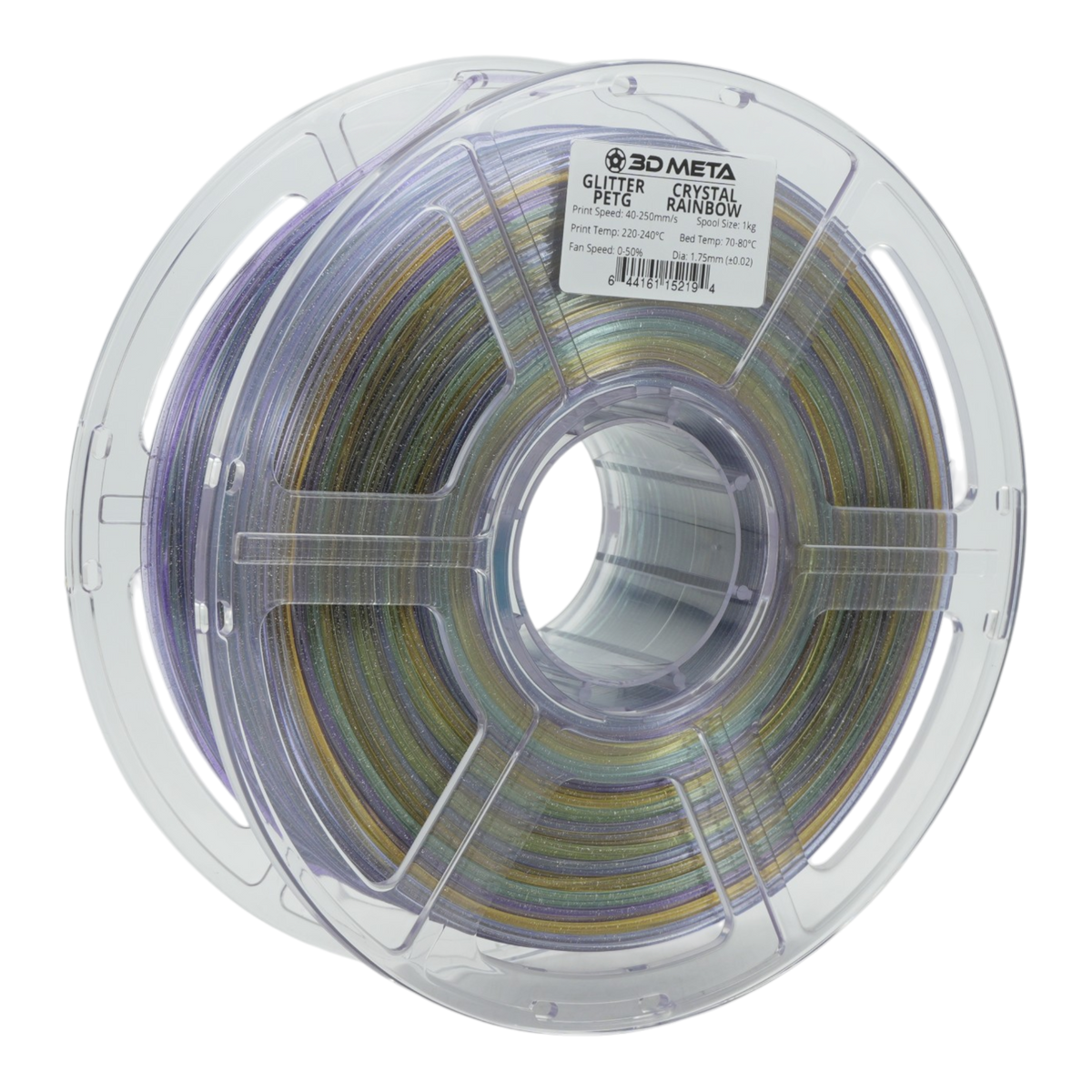 Glitter PETG 3D Printing Filament - Crystal Rainbow
