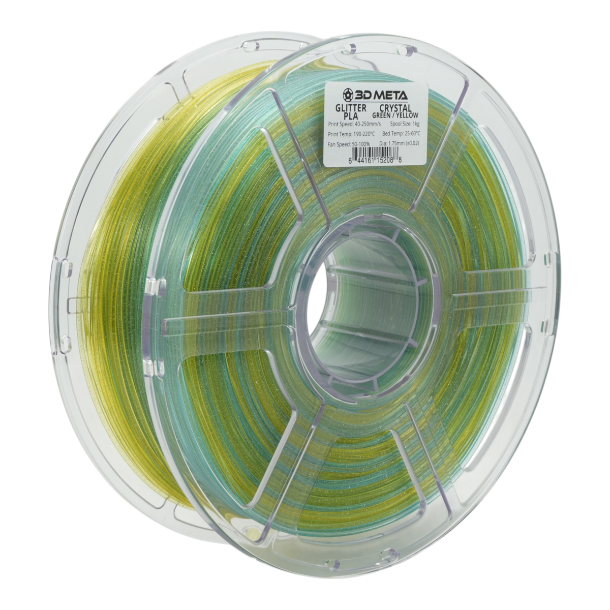 Glitter PLA 3D Printing Filament - Crystal Green / Yellow