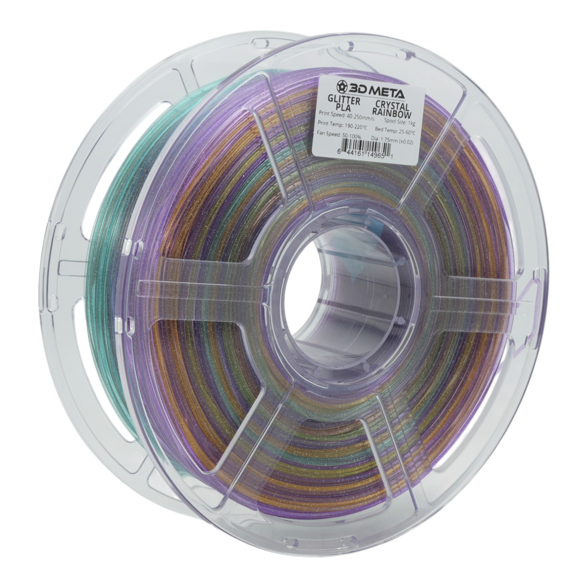 Glitter PLA 3D Printing Filament - Crystal Rainbow