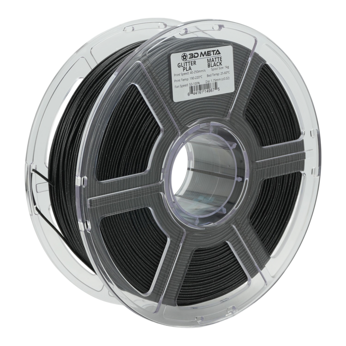 Glitter PLA 3D Printing Filament - Matte Black