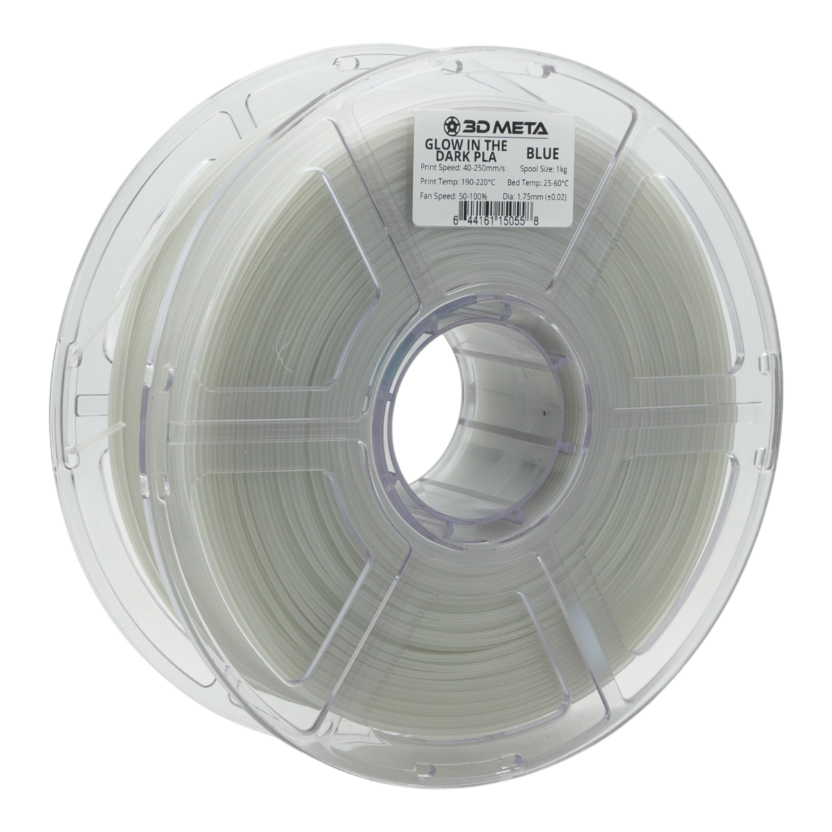 Glow in the Dark PLA 3D Printing Filament - Blue - Clear in Light
