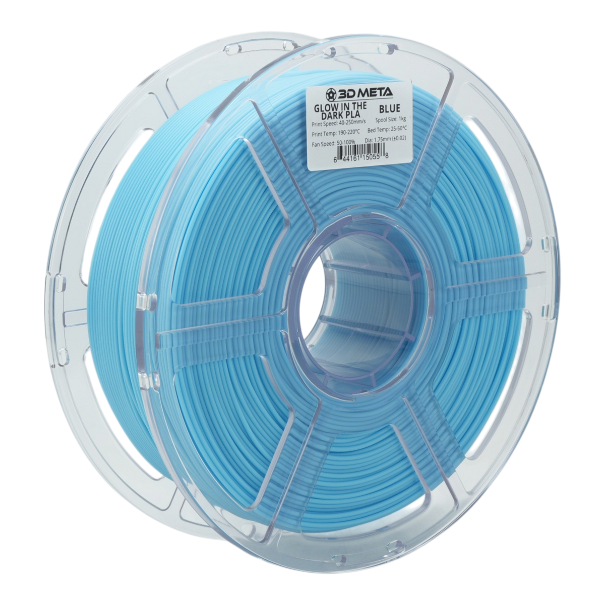 Glow in the Dark PLA 3D Printing Filament - Blue - Colour in Light