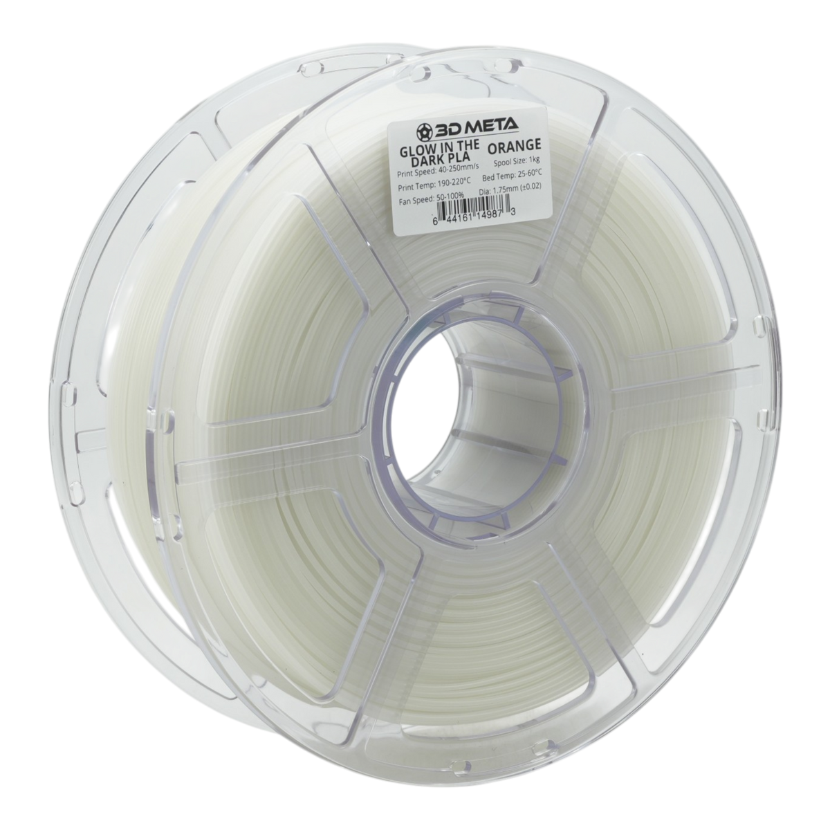 Glow in the Dark PLA 3D Printing Filament - Orange - Clear in Light