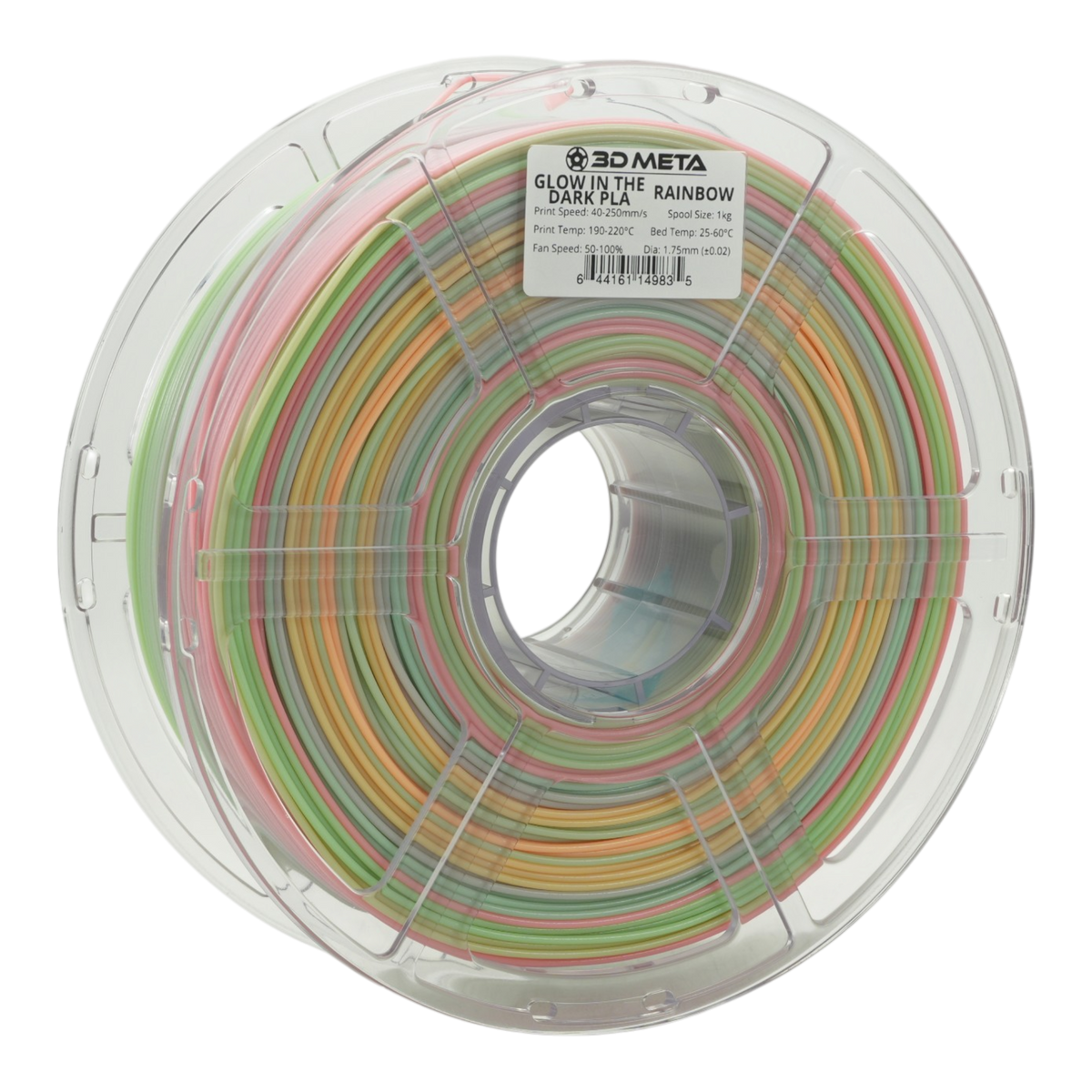 Glow in the Dark PLA 3D Printing Filament - Rainbow - Colour in Light