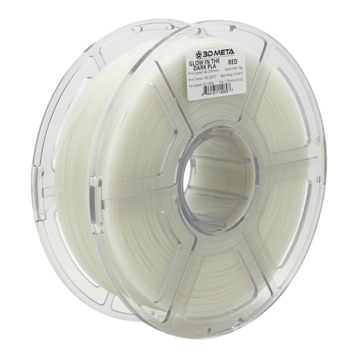 Glow in the Dark PLA 3D Printing Filament - Red - Clear in Light