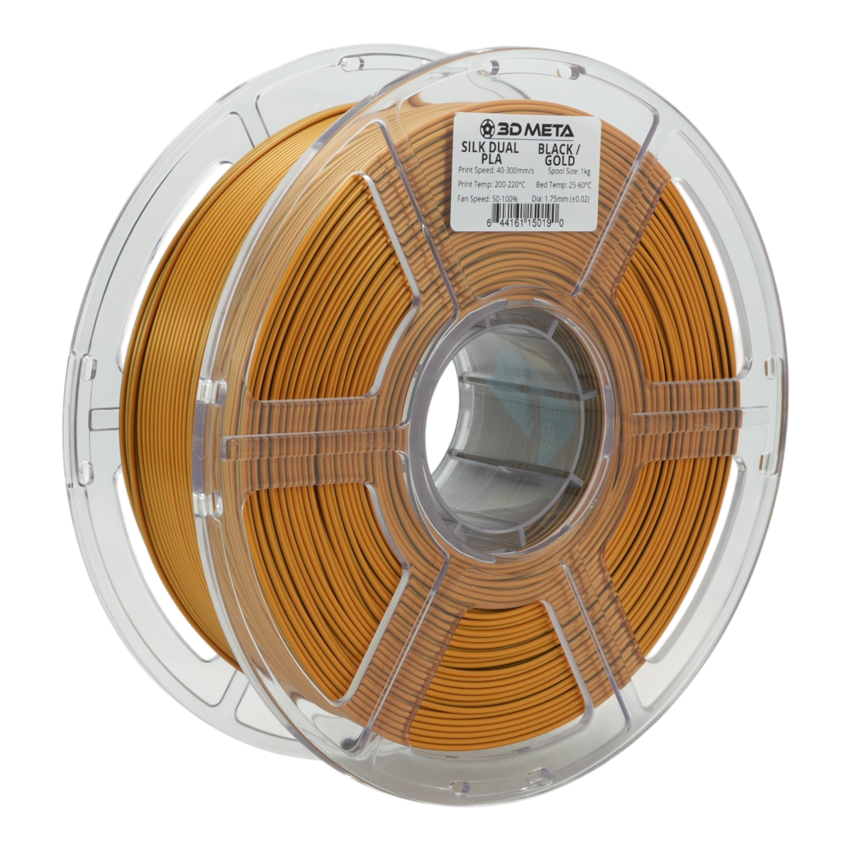 Dual Silk PLA 3D Printing Filament - Black / Gold