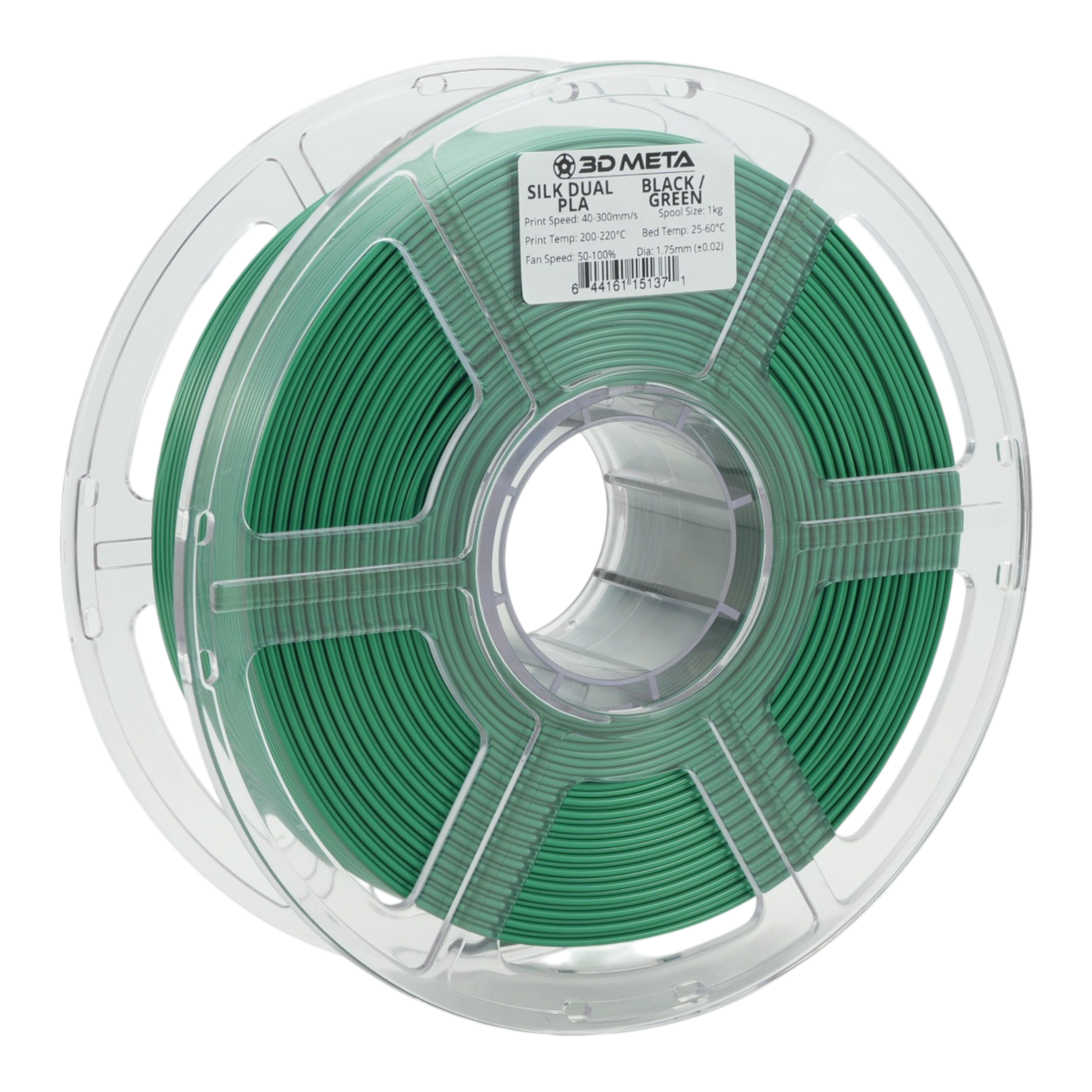 Dual Silk PLA 3D Printing Filament - Black / Green
