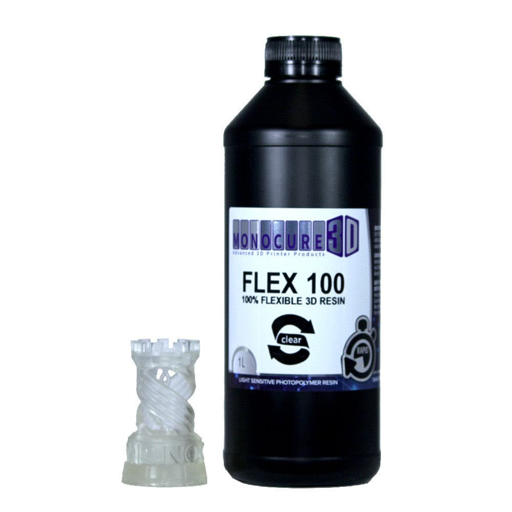 Flex100 Flexible 3D Printing Resin - 500ml & 1L.