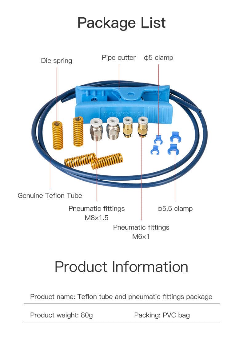 Capricorn PTFE Tubing and Pneumatic Fittings Pack.